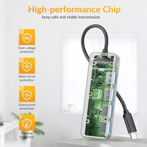 IDSONIX USB3.0 HUB 4-PORT USB Splitter Ultra Slim Multiport Extender لسطح المكتب ، الكمبيوتر المحمول ، Xbox ، محرك أقراص محرك الأقراص ، HDD ، وحدة التحكم ، الطابعة ، الكمبيوتر ، لوحات المفاتيح ، الماوس [شحن غير مدعوم] (كابل 6 قدم) in Kuwait