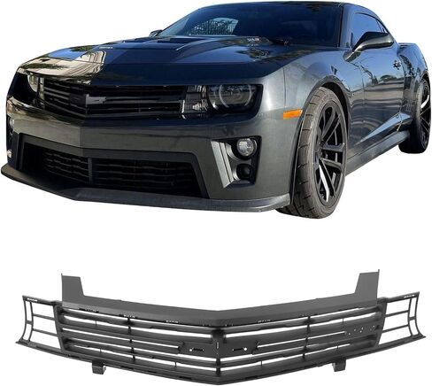 IKON MOTORSPORTS, Front Upper Grille Compatible with 2010-2013 Chevy Camaro, ZL1 Style Unpainted Black PP Front Upper Radiator Mesh Grill Bodykits Replacement in Saudi Arabia