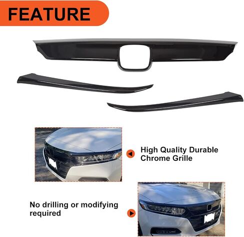 مجموعة الغلاف الأمامية البيئية وغطاء الجفن متوافق مع 2018-2020 هوندا 10th Accord Sedan 4DR ABS Glossy Black Lip Pumper Told Tlamping 3pcs 3pcs in Saudi Arabia