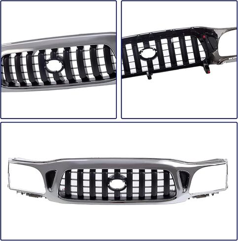 Front Grille Grill Assembly With Chrome Frame Shell With Black Insert Compatible With Toyota Tacoma 2001 2002 2003 2004 Pickup Truck in Kuwait