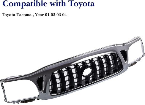 Front Grille Grill Assembly With Chrome Frame Shell With Black Insert Compatible With Toyota Tacoma 2001 2002 2003 2004 Pickup Truck in Kuwait