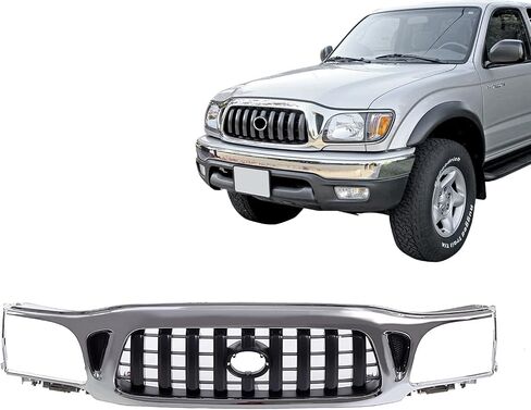 Front Grille Grill Assembly With Chrome Frame Shell With Black Insert Compatible With Toyota Tacoma 2001 2002 2003 2004 Pickup Truck in Kuwait