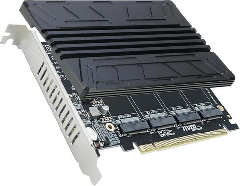 Sintech Quad NVMe SSD PCIe Adapter, 4 M.2 NVMe SSD to PCI-e 4.0 3.0 x16 Card Support 2230 2242 2280 NVMe SSD (PCI-e 16X Bifurcation Required) in Saudi Arabia