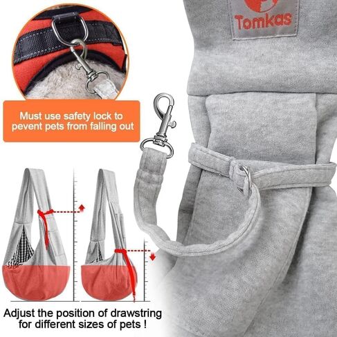 Tomkas Small Dog Sling Carrier - كلاسيكي جيب وحزام كلاسيكي وجيب كلاسيكي - للحيوانات الأليفة من 3 إلى 10 رطل (أحمر) in Kuwait
