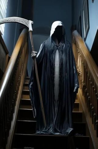 Halloween Scary Grim Reaper Costume Hooded Cape Medieval Renaissance Robe Adult Masquerade Party Cosplay Props in Saudi Arabia
