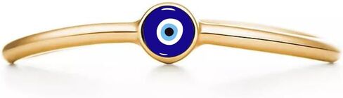 PERIMADE Gold Plated Evil Eye Band Ring, Solid 925 Sterling Silver Turkish Enamel Blue Eye Stackable Band Ring for Women, Hypoallergenic Minimalist Stacking Ring Trendy Birthday Jewelry Gift, Size 6-8 in Saudi Arabia