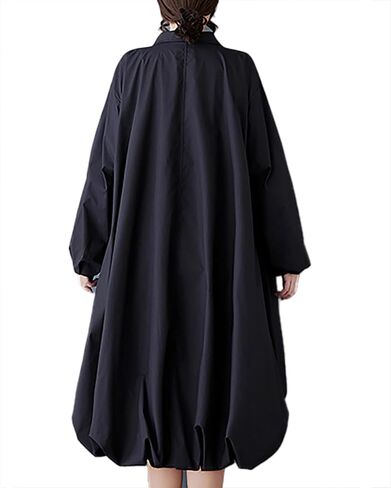 ellazhu Women's Dress Lapel Long Lantern Sleeve Pocket Elastic Hem Convertible Solid Color GZ463 in Kuwait