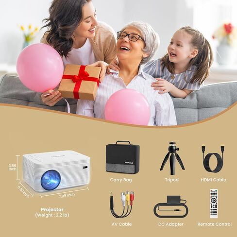 BIGASUO 850ANSI Projector with WiFi and Bluetooth - 1080P HD Outdoor Movie Projector 4K Support, Home-Projectors Max 400" Display, 4P & ±50° Keystone, 60% Zoom, Compatible with Laptop, TV Stick, PS5… in Saudi Arabia