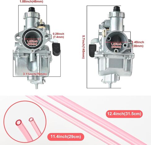 VM22 Carburetor Carb Predator 212CC Carburetor Throttle Cable Cable Clips and Cable Set 22 Mm/0.87 مع مرشح هواء 38 ملم ومجموعة 26 مم أنابيب الطائرات الرئيسية (أسود) in Kuwait
