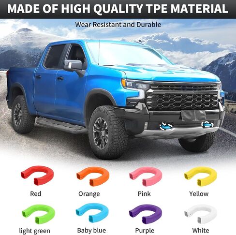 غطاء خطاف السحب الأرجواني Cherocar مناسب لعام 2007-2025 Chevy Silverado 1500 GMC Sierra Front Presper Tow Hooks Rubber Protector Trim Tow Trail Trailer Cover in Saudi Arabia