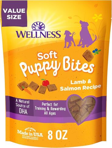Wellness Soft Puppy Bites Dog Training Treats, Natural, Grain Free, Lamb and Salmon Recipe, 8 oz Bag in Kuwait