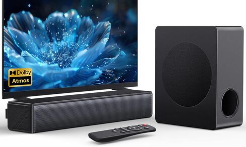 2.1 ch Soundbar with subwoofer, Dolby Digital 200W Sound Bars TV Speaker Home Theater Audio Surround Sound System, HDMI eARC/Bluetooth/DSP/Remote Control External Speakers for Smart TVs in Saudi Arabia