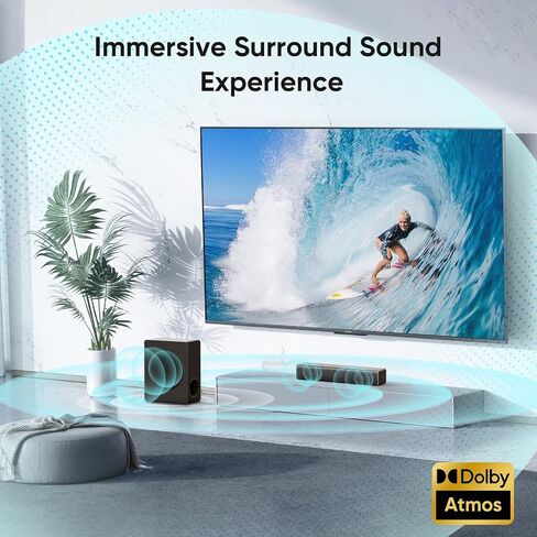 2.1 ch Soundbar with subwoofer, Dolby Digital 200W Sound Bars TV Speaker Home Theater Audio Surround Sound System, HDMI eARC/Bluetooth/DSP/Remote Control External Speakers for Smart TVs in Saudi Arabia