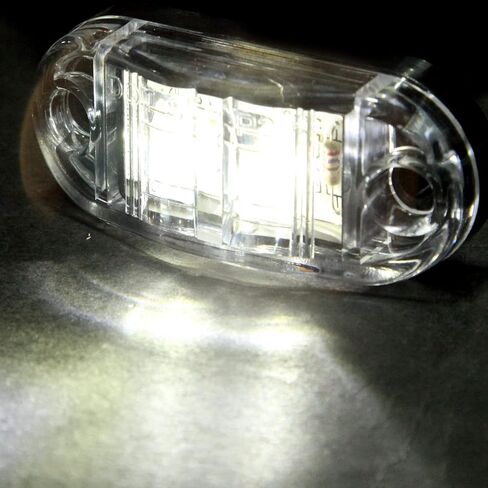 cciyu 6x Oval 2.5" Trailer Truck Clear Led Side Marker Lights Lamps 2 Diodes Surface Mount 2.5 Inch Trailer led clearance and side marker lights Boat Marine LED Courtesy Lights in Saudi Arabia