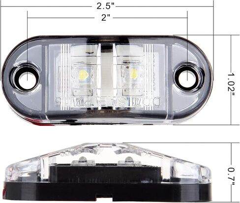 cciyu 6x Oval 2.5" Trailer Truck Clear Led Side Marker Lights Lamps 2 Diodes Surface Mount 2.5 Inch Trailer led clearance and side marker lights Boat Marine LED Courtesy Lights in Saudi Arabia