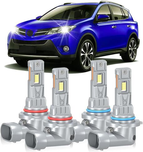 Fit For Toyota RAV4 2006-2015 Front Light Bulbs Combo, 9005 High Beam+9006 Low Beam, 800% Brightness, 6000K White, Plug and Play, 1:1 Size, No Errors, 4-Pack in Saudi Arabia