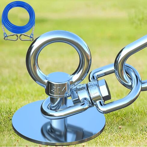 Topknot Dog Tie Out Out Out and Stake ، مع كابل ثقيل 30 قدمًا ، و 360 درجة دوار الكلاب- لا تشابك ، عداء الكلاب لبرهان الصدأ ، يمكن أن يحمل كلاب- ما يصل إلى 150 رطلاً ، مثاليًا للتخييم في الهواء الطلق in Kuwait