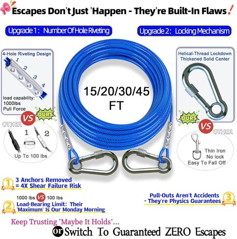 TOPKNOT Dog Tie Out Cable and Stake,360°Swivel Dog Run Anchor，with 30FT Heavy Duty Cable- No Tangle,Dog Runner for Yard - Up to 150LBS,Ideal for Outdoor Camping in Saudi Arabia
