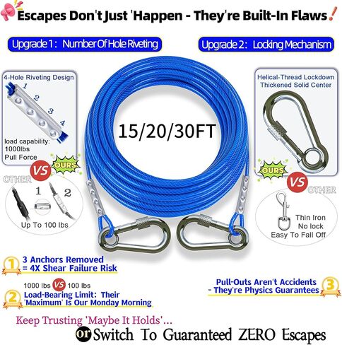 Topknot Dog Tie Out Out Out and Stake ، مع كابل ثقيل 30 قدمًا ، و 360 درجة دوار الكلاب- لا تشابك ، عداء الكلاب لبرهان الصدأ ، يمكن أن يحمل كلاب- ما يصل إلى 150 رطلاً ، مثاليًا للتخييم في الهواء الطلق in Kuwait