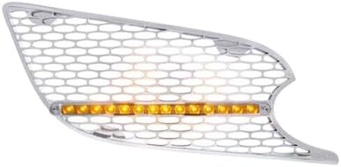 United Pacific 41782 Grille Air Intake, RH, Chrome, with LED Light, Amber LED/Clear Lens, for 2013+ Peterbilt 579 in Saudi Arabia