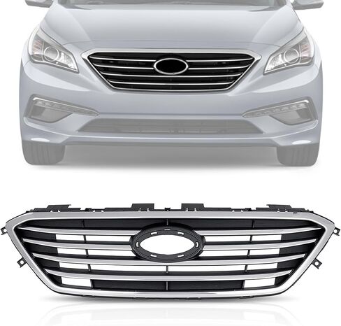 PartsFlow Front Bumper Grille Chrome Grill Assembly For 2015 2016 2017 Hyundai Sonata HY1200174 in Kuwait
