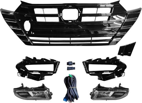 Versa Grille - Front Bumper Grille Kit with Fog Lights & Covers Fits 2023 2024 2025 Nissan Versa S SV 1.6L in Saudi Arabia