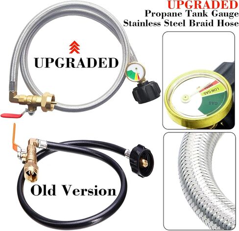 Upgrade QCC1 Propane Refill Elbow Adapter with Propane Tank Gauge 90 Degree Propane Refill Pressure Adapter with ON/Off Control Valve for Camping Grill 1LB Bottle Refilled Gas from 5~40 LBS Cylinder in Saudi Arabia