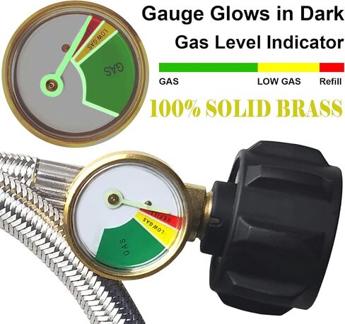 Upgrade QCC1 Propane Refill Elbow Adapter with Propane Tank Gauge 90 Degree Propane Refill Pressure Adapter with ON/Off Control Valve for Camping Grill 1LB Bottle Refilled Gas from 5~40 LBS Cylinder in Saudi Arabia
