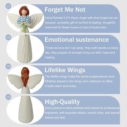 تمثال Angel With Me Not Bouquet - 5.5 بوصة شخصية ملاك للملاك للرفوف/ديكور الطاولة ، هدية روحية للنساء وأمي ، عيد ميلاد عيد الميلاد يدويًا زخرفة منزل in Kuwait