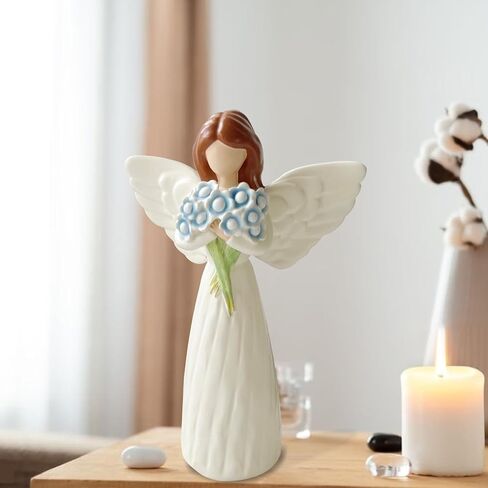 تمثال Angel With Me Not Bouquet - 5.5 بوصة شخصية ملاك للملاك للرفوف/ديكور الطاولة ، هدية روحية للنساء وأمي ، عيد ميلاد عيد الميلاد يدويًا زخرفة منزل in Kuwait