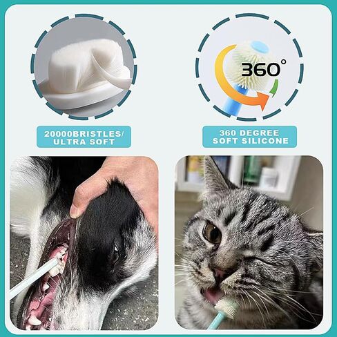 Dog Toothbrush, 360 Degree Finger Toothbrushes, Triple Head Toothbrushes, Double Head Toothbrush,Cleaning Brushes for Dog Cat Oral Dental Health (9 Pack) in Kuwait