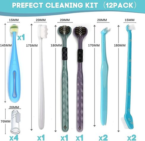 Dog Toothbrush, 360 Degree Finger Toothbrushes, Triple Head Toothbrushes, Double Head Toothbrush,Cleaning Brushes for Dog Cat Oral Dental Health (9 Pack) in Kuwait