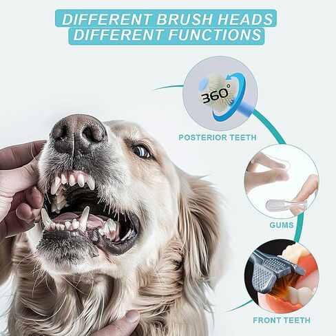 Dog Toothbrush, 360 Degree Finger Toothbrushes, Triple Head Toothbrushes, Double Head Toothbrush,Cleaning Brushes for Dog Cat Oral Dental Health (9 Pack) in Kuwait