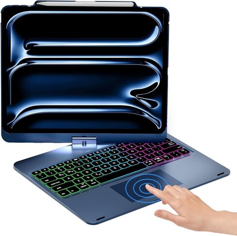 Nokbabo for iPad 13 Pro Case with لوحة مفاتيح Airboard و iPad Air 13 بوصة ، لوحة مفاتيح قوس قزح ، حامل قلم رصاص ، 360 درجة قابلة للتدوير ، متوافق مع iPad Pro 12.9 6th/5/4th/3rd - Matt Black in Kuwait