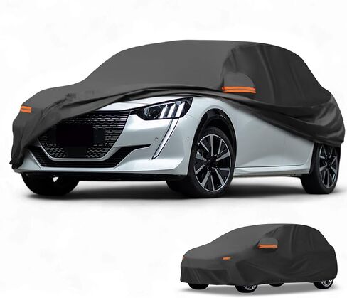 غطاء السيارة المقاوم للماء في جميع الأحوال الجوية-حماية خارجي خارجي كامل في الهواء الطلق لـ Peugeot 208 190T-PU مع سحاب الجانب الأيمن in Saudi Arabia
