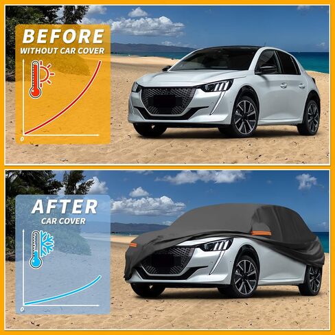 غطاء السيارة المقاوم للماء في جميع الأحوال الجوية-حماية خارجي خارجي كامل في الهواء الطلق لـ Peugeot 208 190T-PU مع سحاب الجانب الأيمن in Saudi Arabia