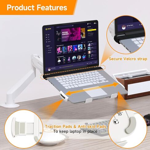 suptek Laptop VESA Arm Mount Tray for Monitor Arms and Stands (Tray Only),Fits 75x75 and 100x100 mm VESA Mount Holes（TP007） in Kuwait