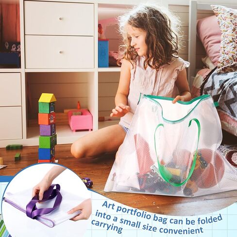 10 PCS 19x25 بوصة أكياس محفظة فنية كبيرة مع سستة ومقبض. أكياس بيضاء شفافة للأعمال الفنية والملصقات ولوحات الإعلانات واللوحات. مثالي للفن ، والعودة إلى المدرسة ، والتخزين (الأزرق) in Kuwait