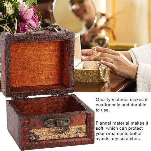 مربع مجوهرات خشبي خمر Locadence ، مربع تخزين خشبي صغير يدوي ، منظم تخزين زخرفي قديم قديم لأقراط الأساور (لوتس) in Kuwait