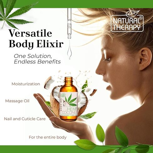 Natural Therapy Hemp & Coconut Body Oil – Moisturizing Body Oil – Hydrate & Soften Skin – Increase Skin Elasticity and Provide Anti-Aging Support (4 Fl.Oz) in Saudi Arabia