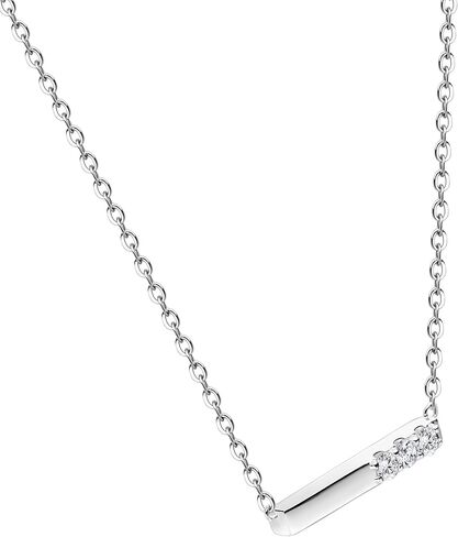 18K White/Yellow Gold Plated Silver Necklace With 0.15/0.60 TCW Lab Grown Diamond/0.15 TCW Lab Grown Emerald in 16/18" Length, Gold Jewelry For Women, Gift For Her Jewelry in Kuwait