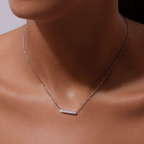 18K White/Yellow Gold Plated Silver Necklace With 0.15/0.60 TCW Lab Grown Diamond/0.15 TCW Lab Grown Emerald in 16/18" Length, Gold Jewelry For Women, Gift For Her Jewelry in Kuwait