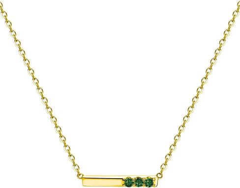 18K White/Yellow Gold Plated Silver Necklace With 0.15/0.60 TCW Lab Grown Diamond/0.15 TCW Lab Grown Emerald in 16/18" Length, Gold Jewelry For Women, Gift For Her Jewelry in Kuwait