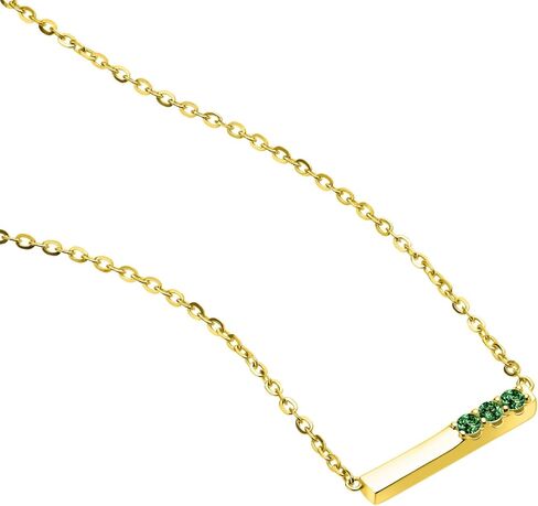 18K White/Yellow Gold Plated Silver Necklace With 0.15/0.60 TCW Lab Grown Diamond/0.15 TCW Lab Grown Emerald in 16/18" Length, Gold Jewelry For Women, Gift For Her Jewelry in Kuwait