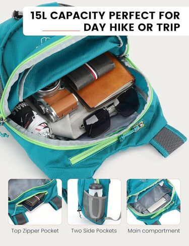 SKYSPER 15L Lightweight Small Hiking Backpack for Women Men, Foldable Travel Daypack, Packable Camping Backpack, Mini Outdoor Hiking Bag (Black) in Saudi Arabia