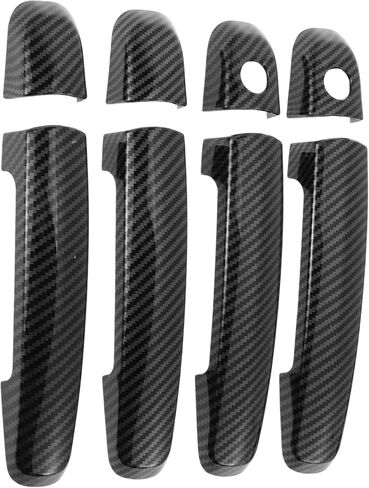 Car Door Handle Cover Trim - Car Side Door Handle Cover - for Suzuki Swift 2005-2017 Carbon Fiber Black - 1 Set in Saudi Arabia