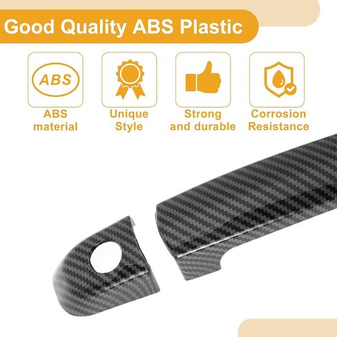 Car Door Handle Cover Trim - Car Side Door Handle Cover - for Suzuki Swift 2005-2017 Carbon Fiber Black - 1 Set in Saudi Arabia