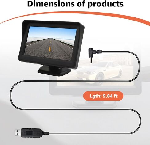 USB to DC Car Charger Cable for Furrion FOS07TADS Vision S Monitor, Replacement Power Supply Cord for 7-Inch Screen Display, Compatible with Hitch Wireless Backup Camera FOS48TA-BL & FOS48TAPK-BL in Saudi Arabia