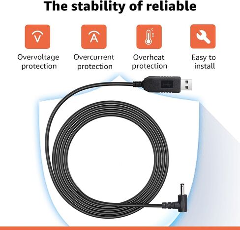 USB to DC Car Charger Cable for Furrion FOS07TADS Vision S Monitor, Replacement Power Supply Cord for 7-Inch Screen Display, Compatible with Hitch Wireless Backup Camera FOS48TA-BL & FOS48TAPK-BL in Saudi Arabia