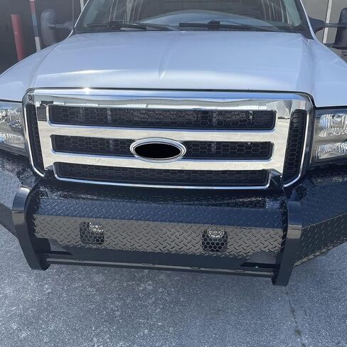Hecasa Mesh Style Grille الأمامي متوافق مع Ford 1999-2004 F250 F350 Super Duty 2000-2004 SPORTION GRILL Chrome Silver 2006 Style in Saudi Arabia